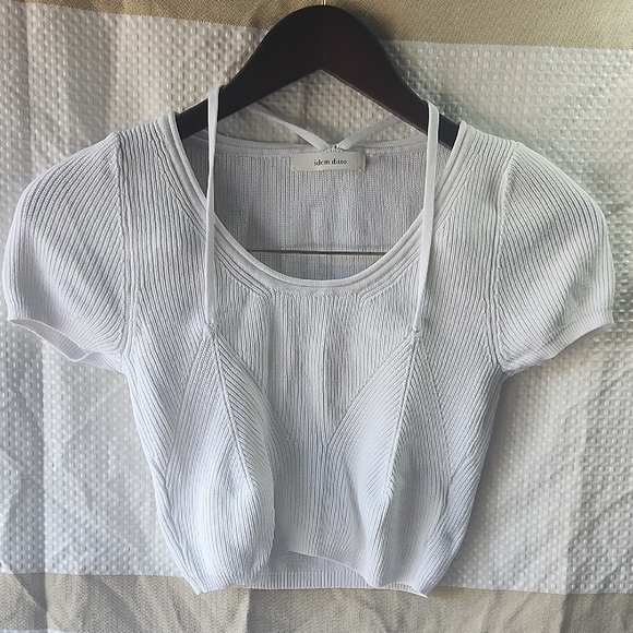 Idem ditto White Knit Crop Top - Picture 3 of 5